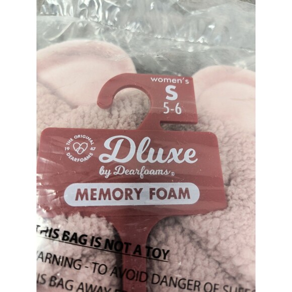 Dluxe by Dearfoams Open Toe Slippers Pink Womens S 5-6 Memory Foam Slip On NEW - Picture 2 of 5